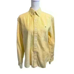 Tommy Hilfiger Men's Size Small Shirt Yellow Button Up Long Sleeve Collared